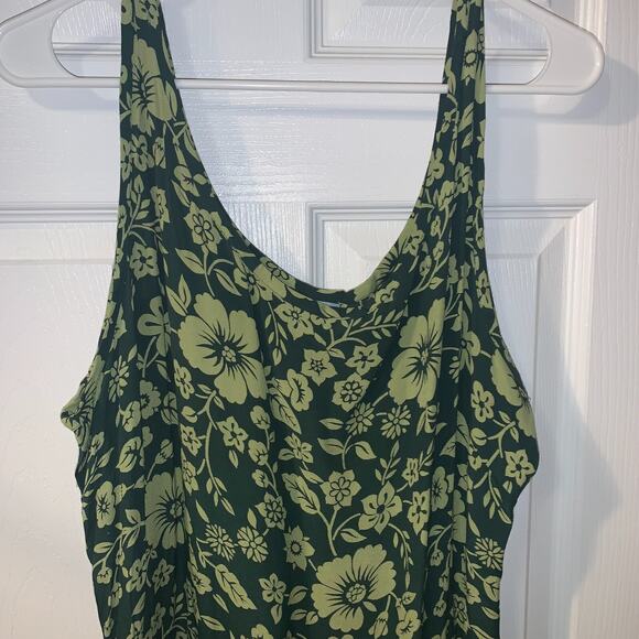 Vintage Old Navy Women's Tropical Maxi Sundress Plus Size 16 Green Lightweight - Picture 2 of 4
